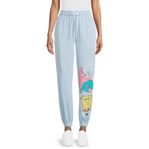 Spongebob Squarepants Joggers Womens M  Light Blue Graphic Pants